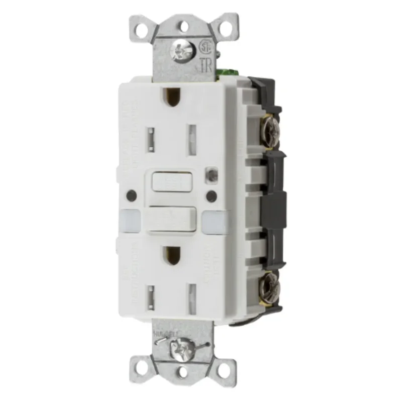 20A 125V 2 Pole 3Wire Grounding Heavy Duty Commercial with Nightlight GFCI Receptacles GFTRST15WNL