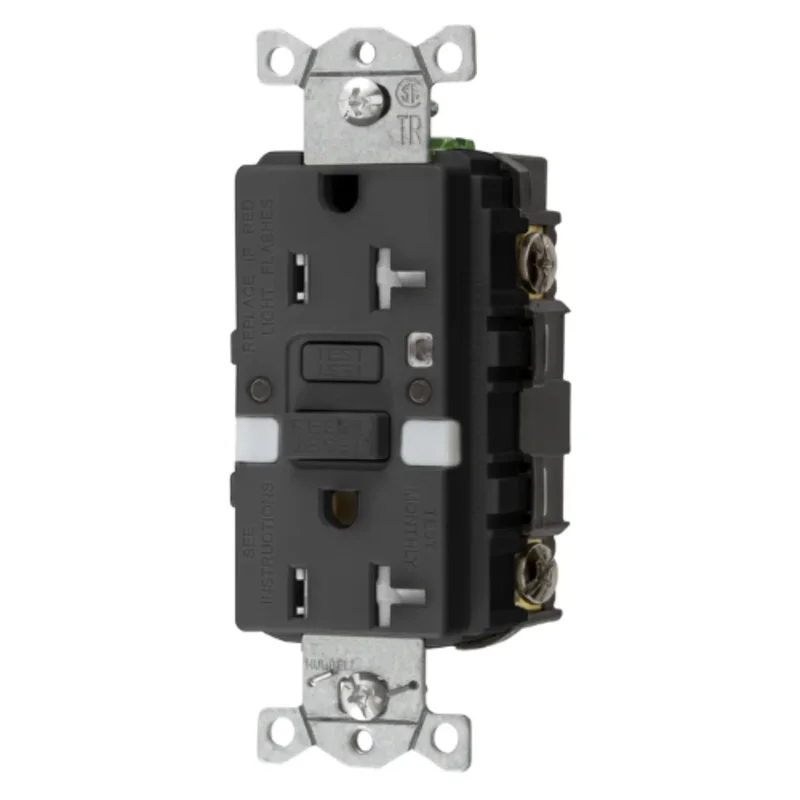 20A 125V 2 Pole 3Wire Grounding Heavy Duty Commercial with Nightlight GFCI Receptacles GFTRST20BKNL