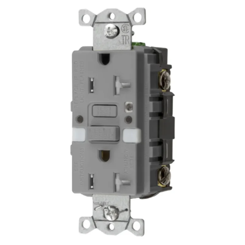 20A 125V 2 Pole 3Wire Grounding Heavy Duty Commercial with Nightlight GFCI Receptacles GFTRST20GYNL