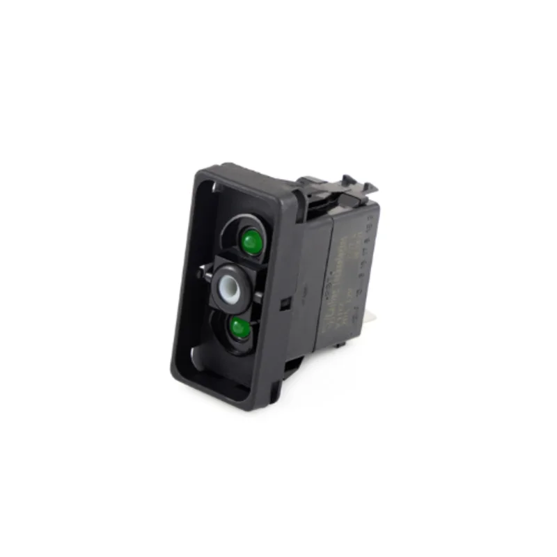 20A 12VDC (On)-Off-(On) Green LED Illuminated Rocker Switch V8D2AH0B-00000-000