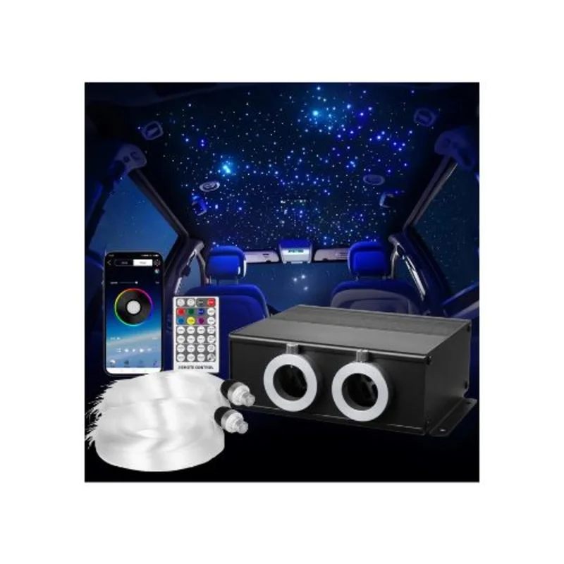 20W High Density Twinkle Fiber Optic Star Ceiling Lighting Kit With Bluetooth 900 pcs