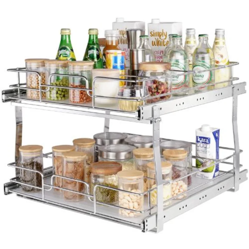 20W21D15H inches Heavy Duty Slide Out Pantry Shelves Steel Roll Out Drawers Sliding for Kitchen LX-C9276