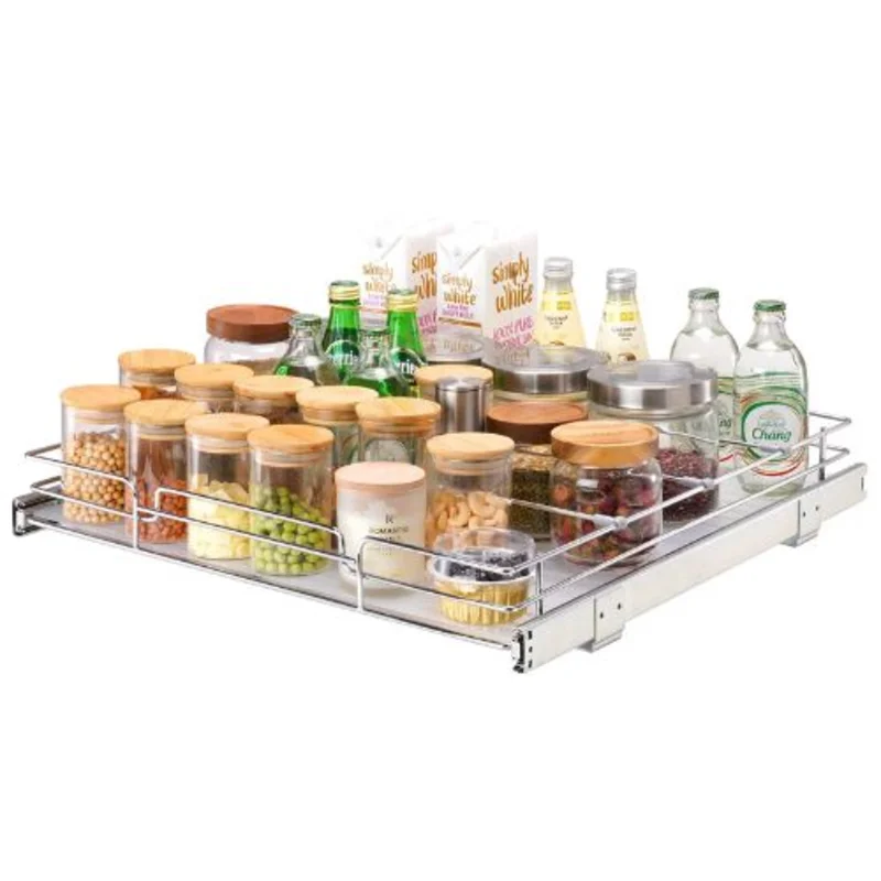 20W21D3.15H inches Heavy Duty Slide Out Pantry Shelves Steel Roll Out Drawers Sliding for Kitchen LX-C9265B