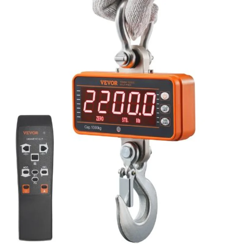 2200 lbs Heavy Duty Digital Crane Scale LED Screen for Construction Factory Farm Hunting
