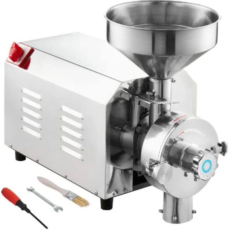 2200W Commercial Soybean & Spice Grinder - Stainless Steel Corn Mill for Grains Peppers and More (50 KG/H)