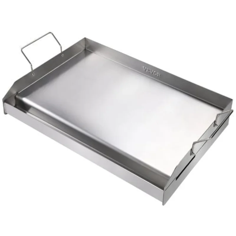 23.5"x16" Stove Top Seasoned Stainless Steel Griddle for BBQ Gas Grills Silver