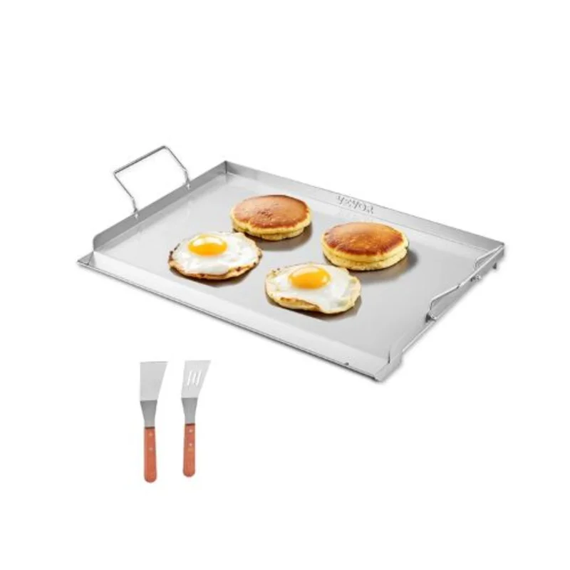 23x16 Inch Stainless Steel Flat Top Griddle Universal Gas Grill Plate for BBQ Teppanyaki & Portable Outdoor Cooking