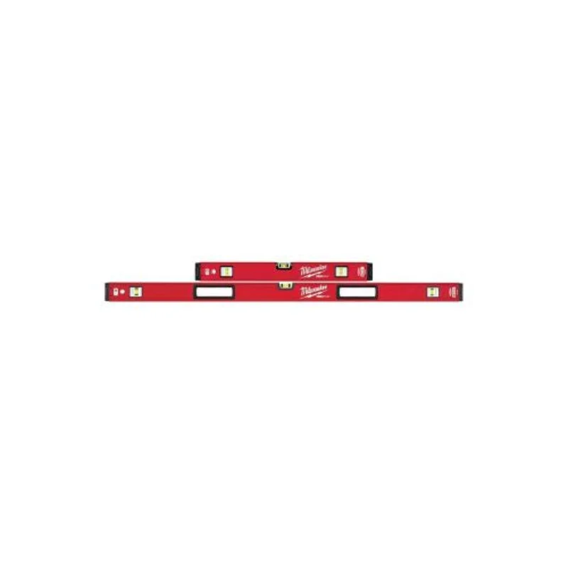 24 & 48 Inch Magnetic 2 Piece Box Beam Level Set Red MLBXS48