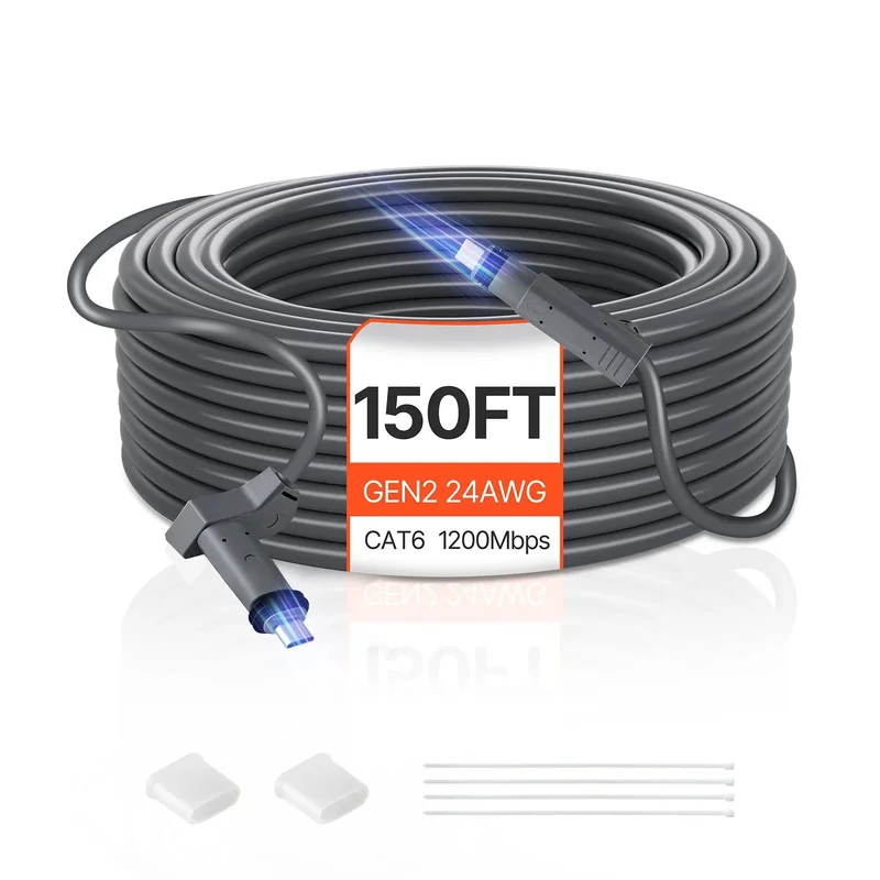 24 AWG Copper Core Compatible with Standard Rectangular V2 VEVOR 150FT Starlink Gen 2 Extension Cable