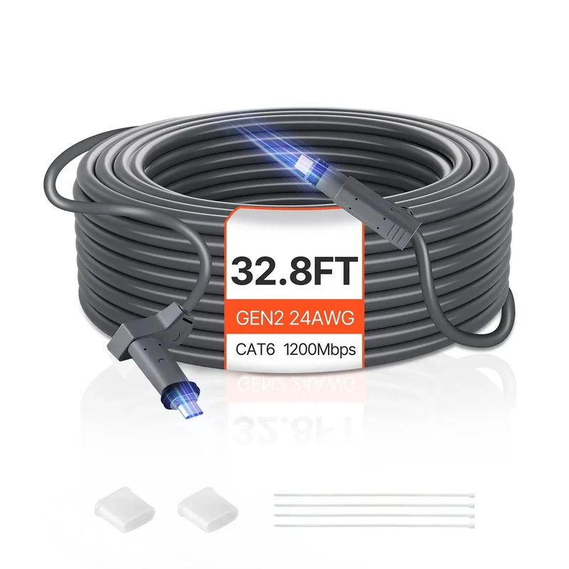 24 AWG Copper Core Compatible with Standard Rectangular V2 VEVOR 32.8FT Starlink Gen 2 Extension Cable