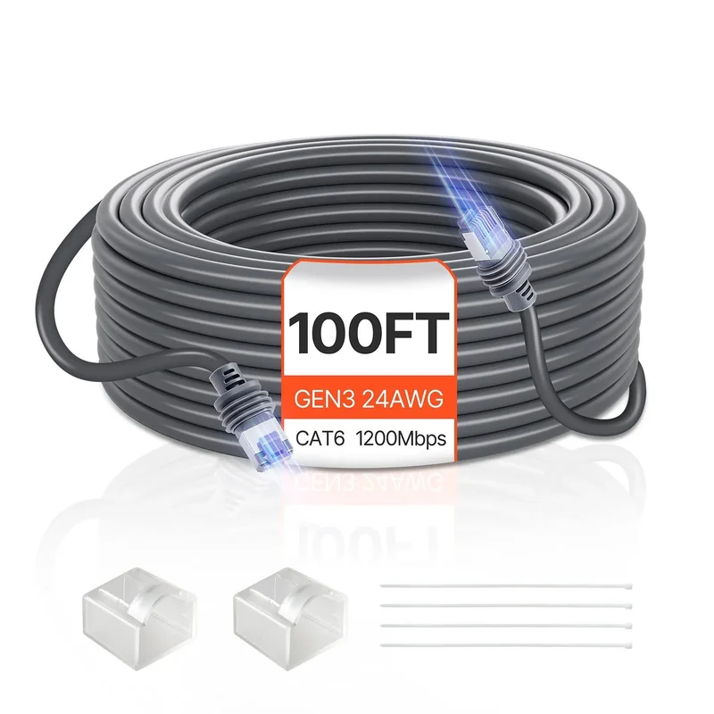 24 AWG Copper Core Compatible with Standard Rectangular V3 VEVOR 100FT Starlink Gen 3 Extension Cable