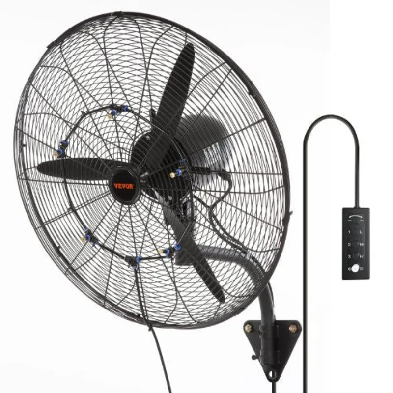 24 In Wall Misting Fan 7000 CFM 3-Speed Waterproof Oscillating Black (1-Piece Set)