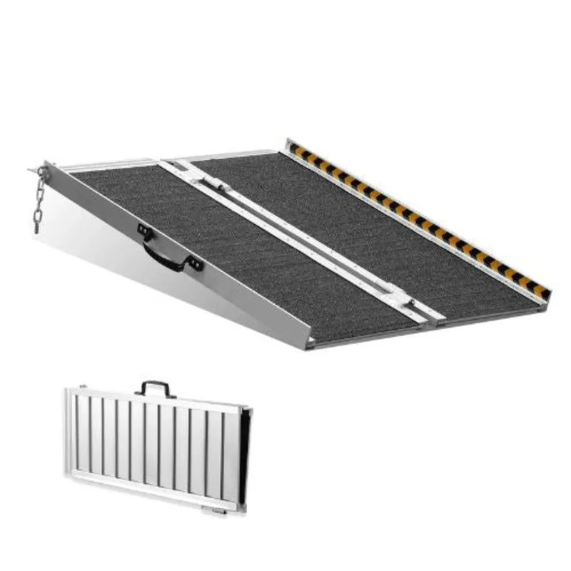 24 Inch Portable Wheelchair Ramp Aluminum Folding Threshold Ramp for Home Steps Stairs Doorways Curbs