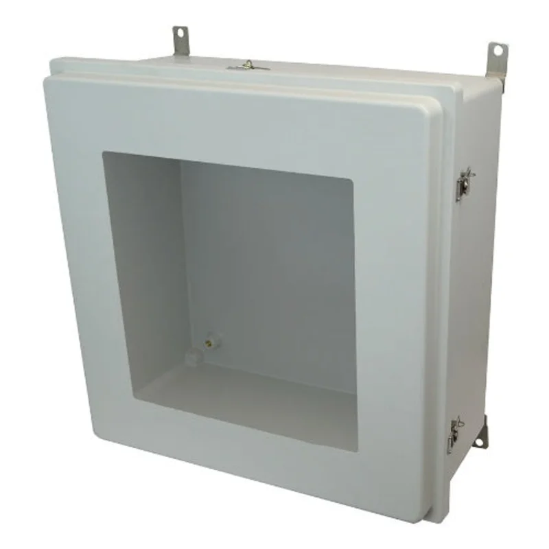 24 Inch Width Twist Padlocking Fiberglass Enclosure with Windows AM24248RTW