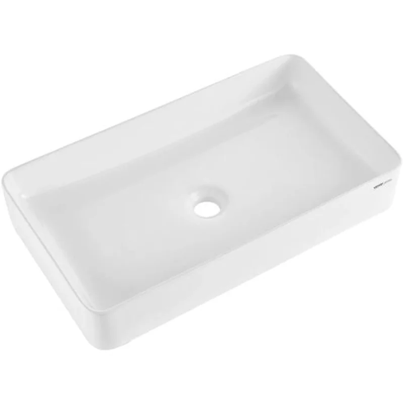 24" Rectangular Vessel Sink White Ceramic Above Counter Bathroom Basin