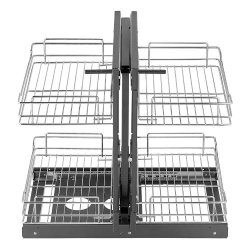 24 X 18 In 2 Tier 4 Shelf Blind Corner Pull Out Organizer Chrome for Kitchen YG-XGW-4-9-2