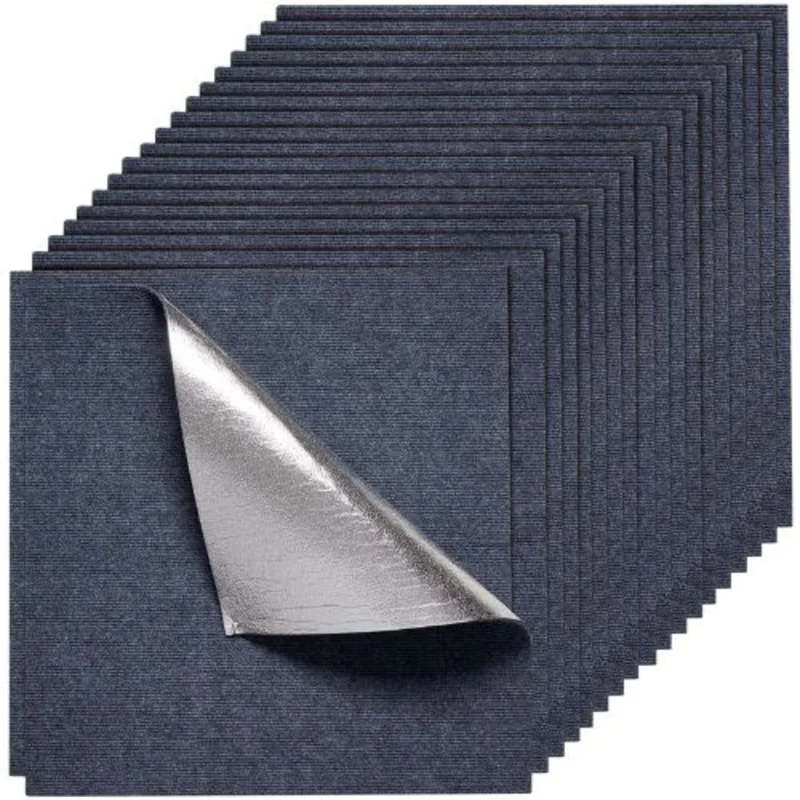 24 x 24 Peel and Stick Carpet Tiles Self-Adhesive Soft Padded Squares for 60 sq. ft. DIY Installation in Living Room & Office (Gray 15 pcs )