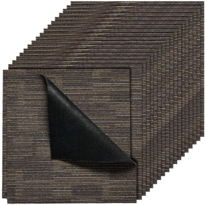 24 x 24 Reusable Carpet Tiles Modular Soft Padded Squares for 96 sq. ft. DIY Installation in Living Room, Bedroom, Office (Gray & Brown 24 pcs)