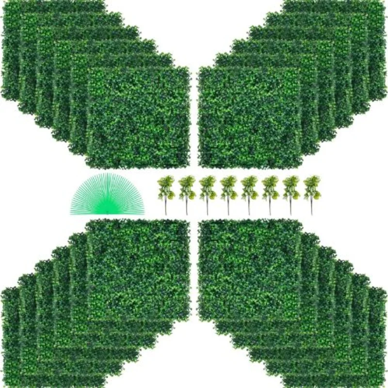 24"x16" Artificial Boxwood Panel for Decor Privacy Fence Indoor Outdoor Garden Backyard (Pack of 24)