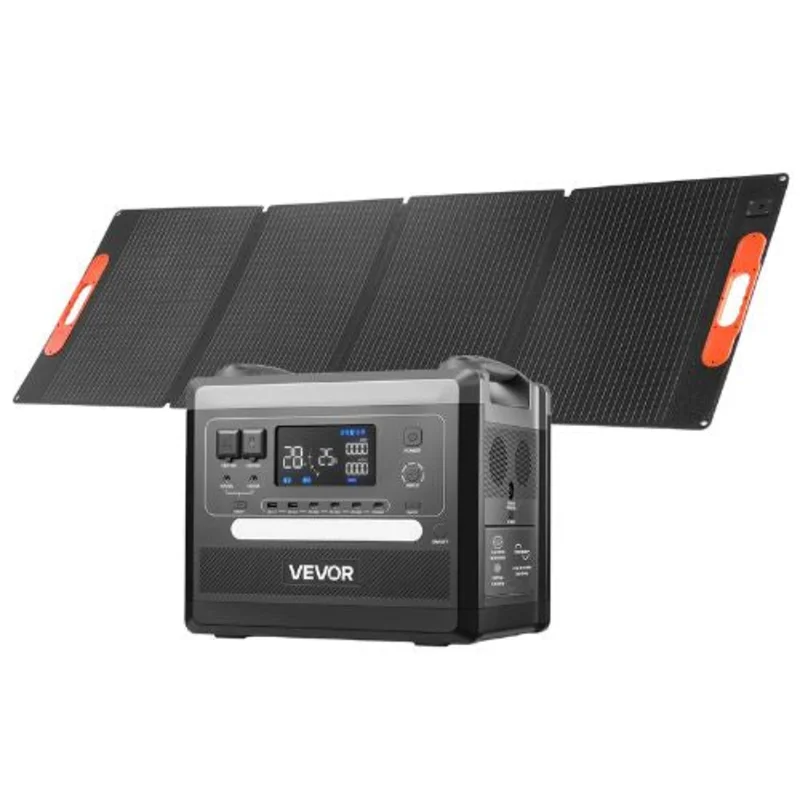 2400W Portable Power Station 2160Wh Solar Generator with 200W Solar Panel 10 Output Ports & Expandable LiFePO4 Battery for Home Camping