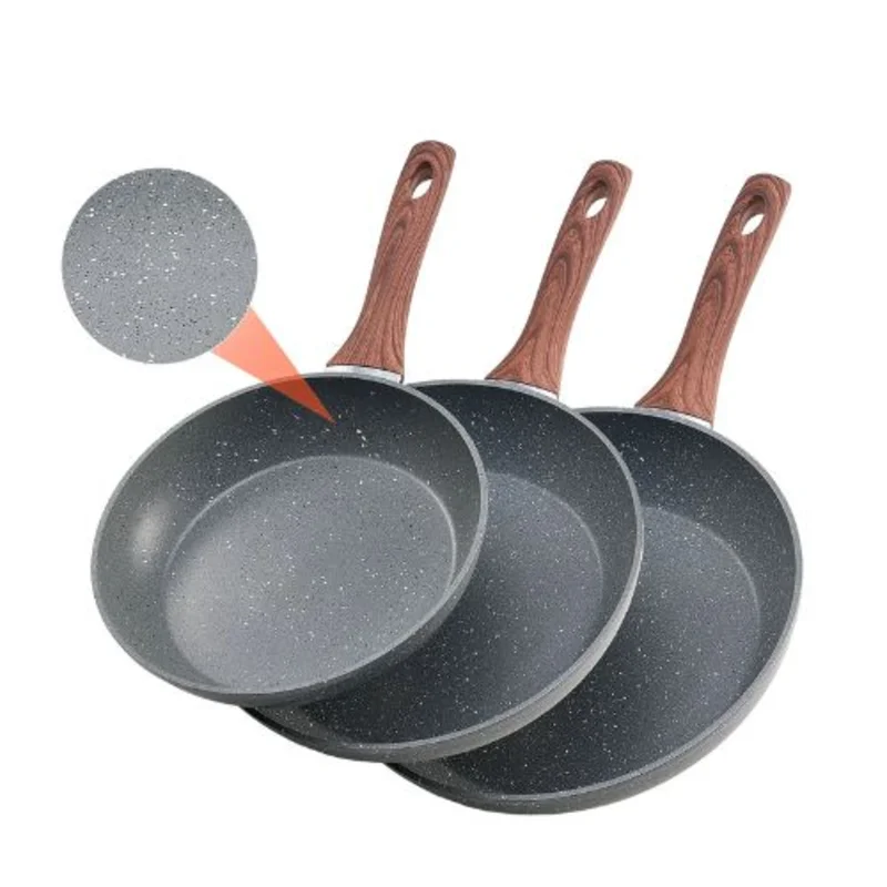 25/28/32.5 cm Aluminum Frying Pan Skillet for Kitchen (3 Piece)