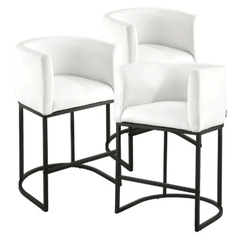 25 Inch Counter Height Stools with Backrest for Kitchen Dining Room (White)