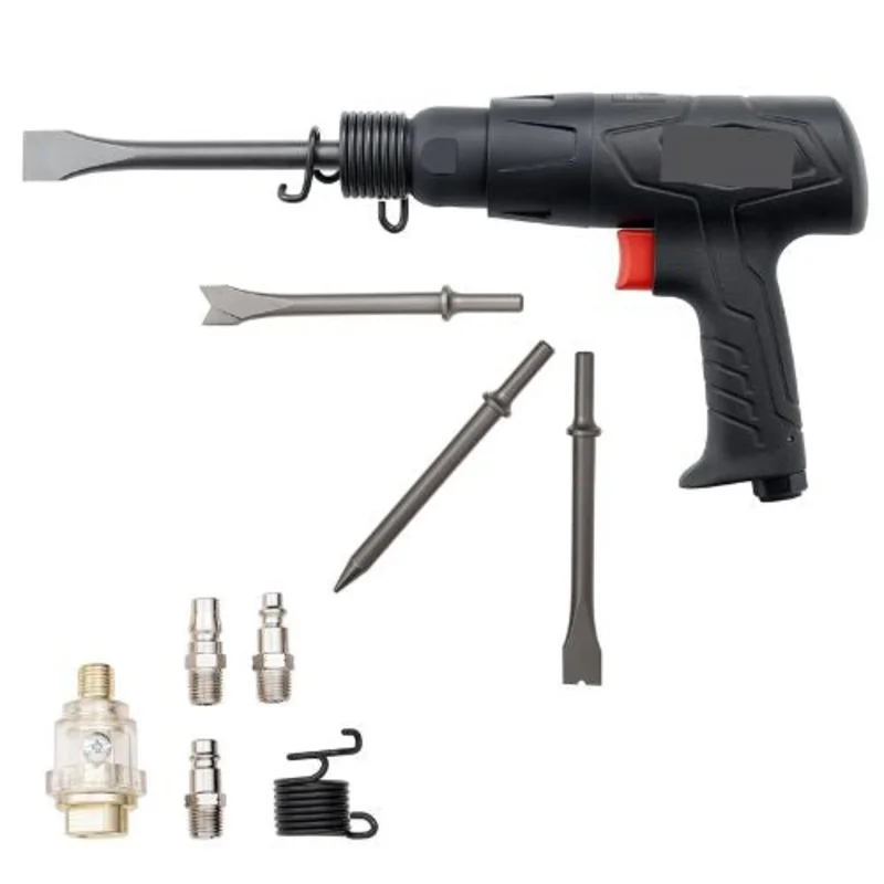 2500-2700BPM Air Hammer Pneumatic Hammer with 2.76-inch Stroke & 4PCS 6.7" Long Barrel Chisels for Cutting Scraping Demolishing