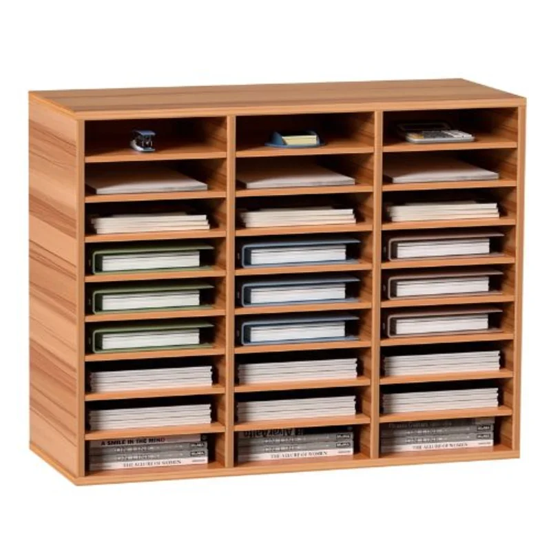 27-Compartment MDF Literature Organizer Mail Center with Adjustable Shelves (White)