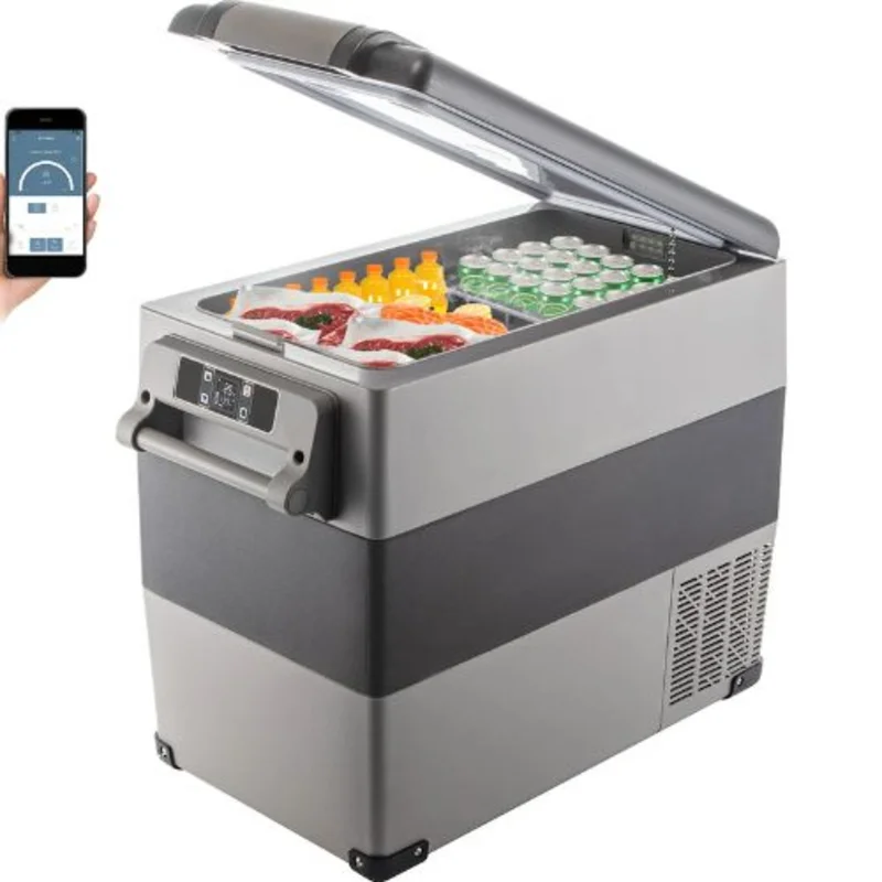 2V 58 Qt Dual Zone Car Refrigerator  Portable Freezer with Compressor 12/24V DC & 110-240V AC for Car Truck RV Camping & Home Use