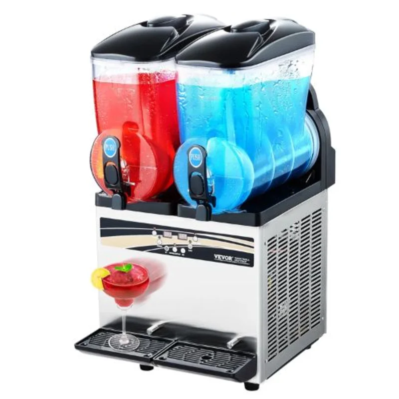 2x15 L  Commercial Frozen Drink Maker 120 Cups Stainless Steel for Home Party Restaurants Cafe Bars