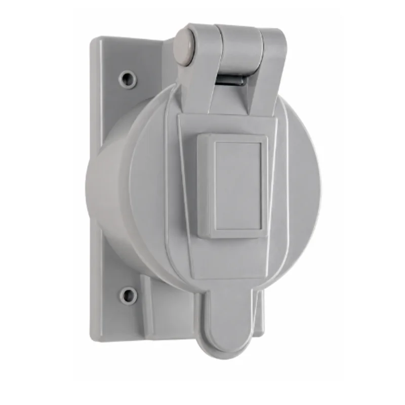 3.0 Inch Width Gray Corrosion Resistant Spring Loaded Weatherproof Receptacle Cover With Flip Lid 7770-GRY