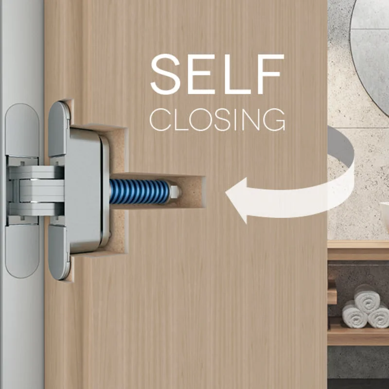 3.2 HD Eclipse AGB - SELF CLOSING Adjustable Concealed Hinge with Flush Aluminium Covers for Internal Doors. Matt Chromium Plated (34)