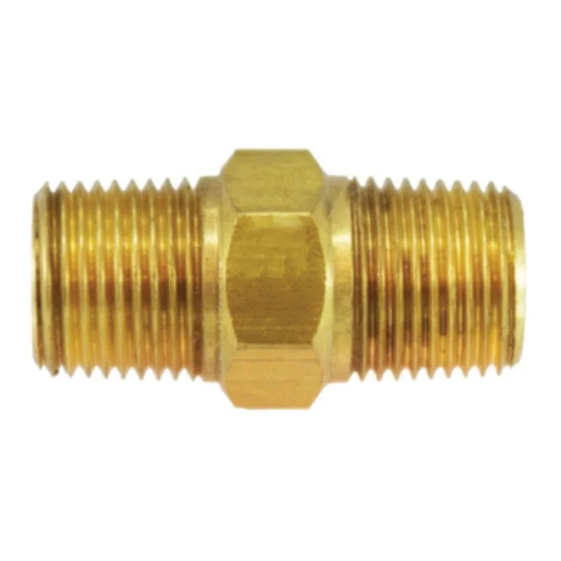 3/4 Inch BSPT 3/4 Inch MIP Hex Nipple Nickel-Plated Brass 28819
