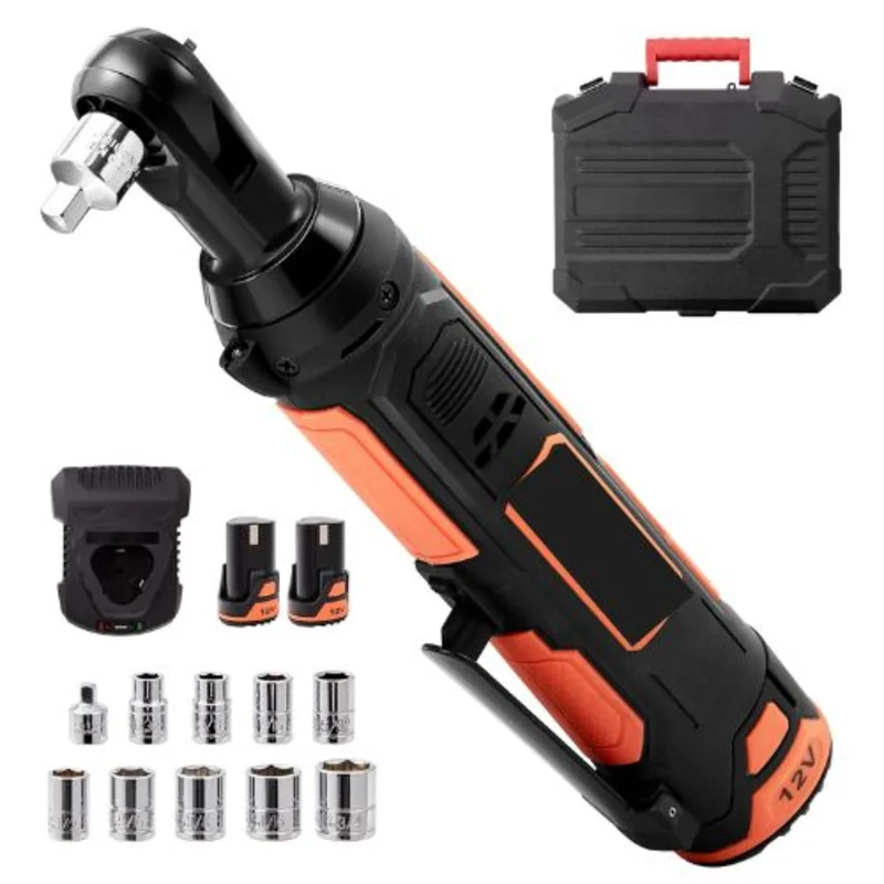 3/4 Inch Cordless Electric Ratchet Wrench Set 12V 33 Ft-lbs Power Ratchet Tool Kit10 Sockets