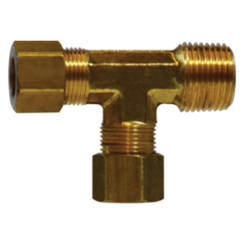 3/4 Inch Tube OD 1/2 Inch Male NPTF 3/4 Inch Tube OD Run Tee Brass 18284