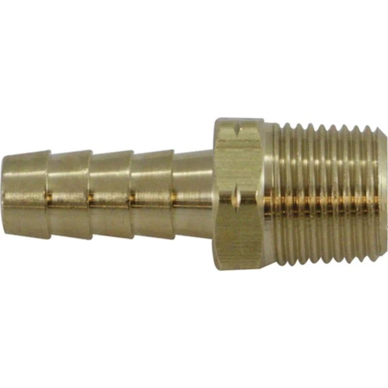 3/8 Inch Hose 3/8 Inch Male BSPT Similar Type Clamp or Crimped Ferrule Rigid Adapter Brass 32453