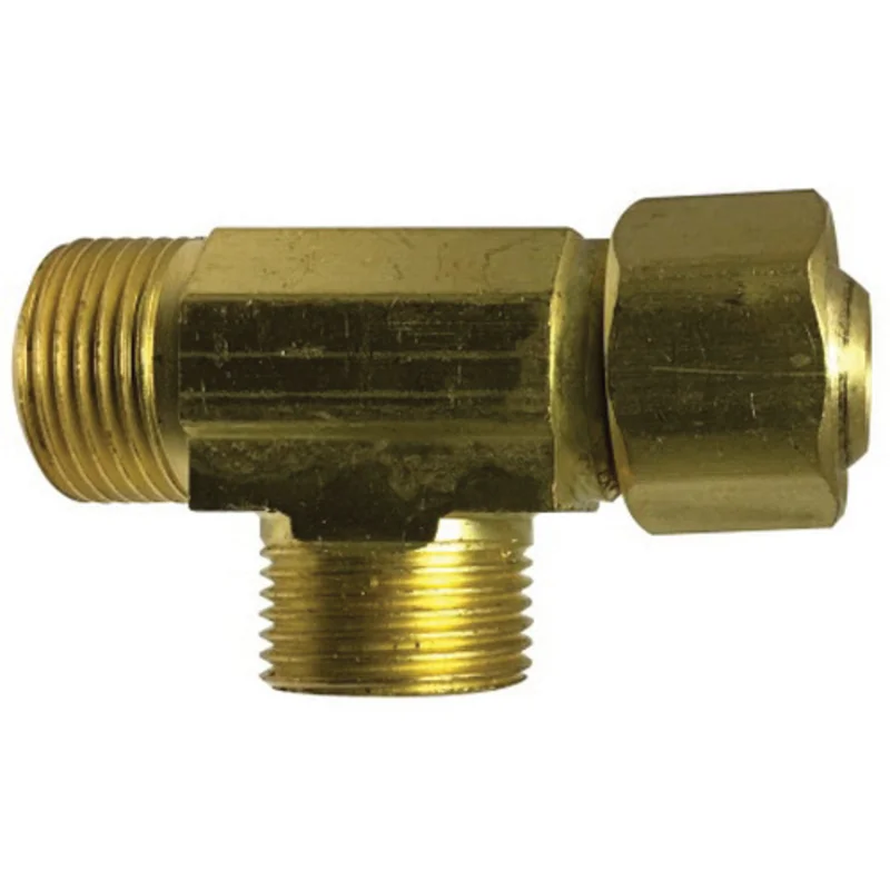 3/8 Inch Male Compression 3/8 Inch Female 3/8 Inch Male Swivel Run Tee Brass 00073-060606