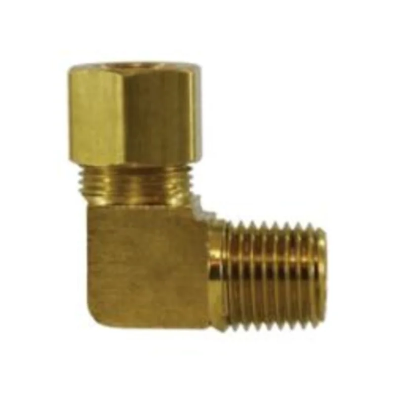 3/8 Inch Tube OD 1/4 Inch Male NPTF Barstock Elbow Brass 18233B