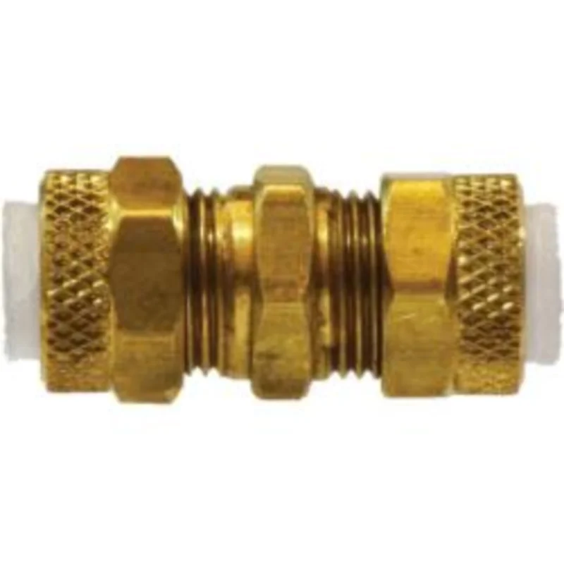 3/8 Inch Tube OD 3/8 Inch Union Flareless Inline Connector Brass 20244