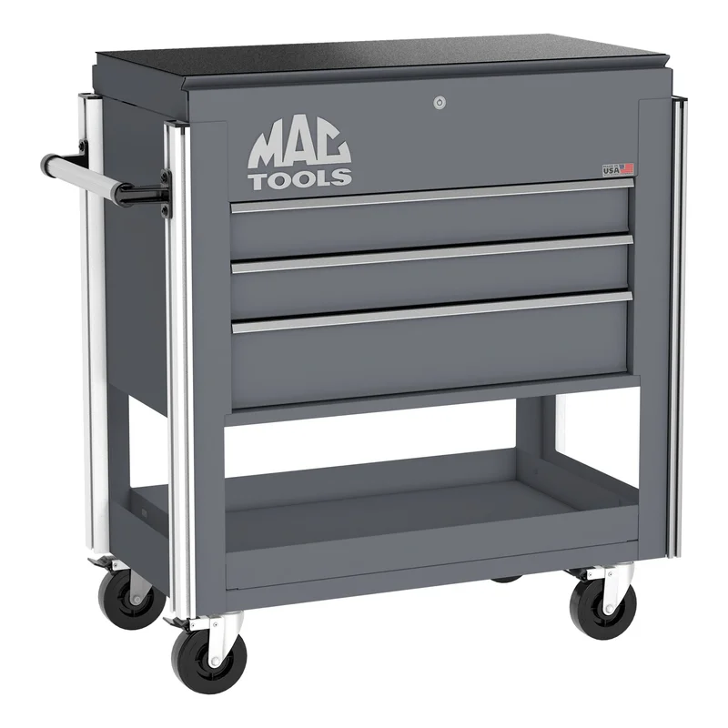 3-Drawer Utility Cart w/ Full Lid - Carbon Gray