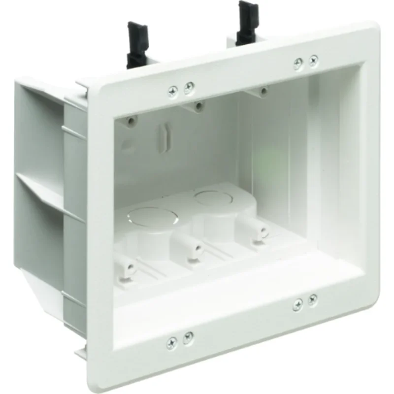 3 Gang Dual Voltage Recessed Electrical Box With Grounding Clip DVFR3W