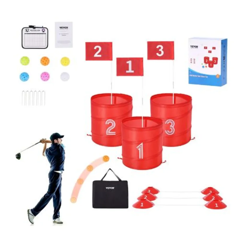 3-Hole Backyard Golf Chipping Game, Portable Outdoor Golf Game for Adults and Kids
