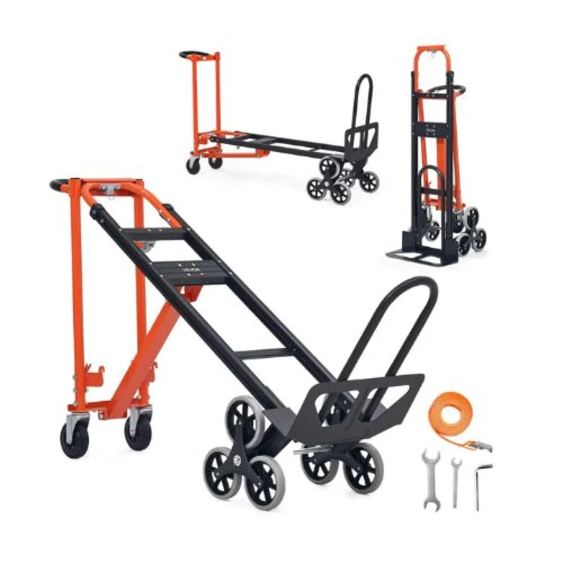 3 in 1 Industrial Convertible Stair Climbing Cart 770 lbs Max Load Folding Hand Truck Dolly with Handle & Wheels Stair Climbing Utility Trolley