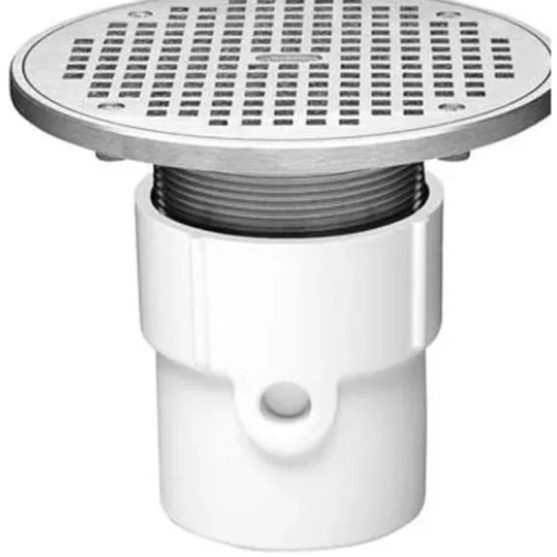 3" or 4" PVC Adjustable Purpose Pipe Fit Drain W/ 8" Cast Chrome Grate & Rd Top