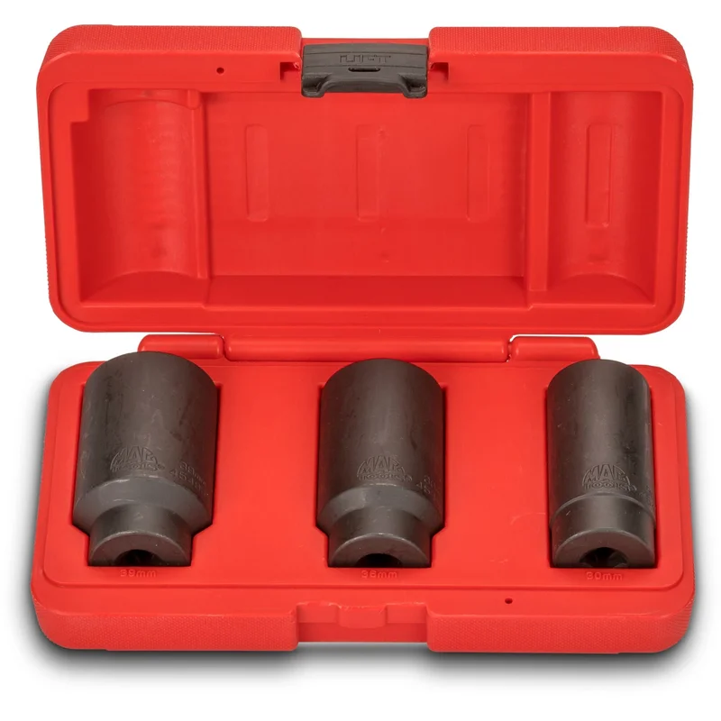 3-PC. 1/2" Drive Axle Nut Socket Set - 12-PT.
