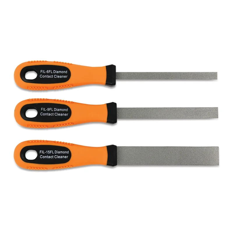 3-PC. Diamond-Coated Flexible Flat Point and Electrical Contact Cleaner Files