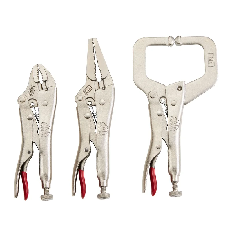 3-PC. Trigger Release Locking Pliers Set (5-6") - Red