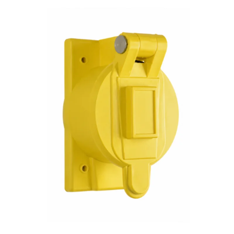 3 Phase Yellow Polycarbonate Spring Loaded Weatherproof Receptacle Cover With Flip Lid  7770