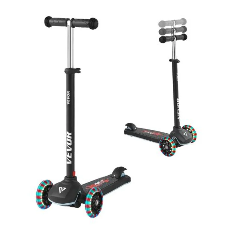 3-Wheel Kick Scooter for Kids 3+ Light-Up Wheels Adjustable Handlebar Anti-Slip Deck Lightweight Aluminum Frame