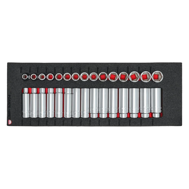 30-PC. 1/2" Drive Metric Socket Foam Set